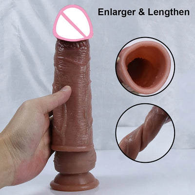 Realistic Dildo Male Penis Cover Dick Pump Cock Entender Enlargement Phallus Extension Growing Ejaculate Orgasm Sex Toys For Man