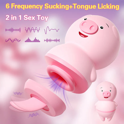 ongue Licking Vibrator For Women 6 Modes Cute Sexy Pig Sex Toys Clit Stimulator G-Spot Nipple Female Masturbator Couples Toys