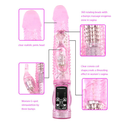 1 Rotation 12 Speed Rabbit Vibrators Realistic Dildo Clitoris stimulator Erotic Sex Toys G Spot Vibrators Adult Sex Toys for Women