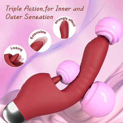 Thrusting Dildo Vibrator Licking Sucking Clitoris Stimulator G Spot Dildo Massager Female Masturbator Sex Toys Adult Goods