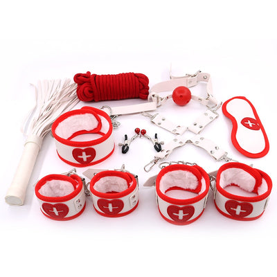 9Pcs/BDSM Erotic Sex Toys For Couples Handcuffs Whip Nipples Clip Blindfold Mouth Gag Adult Sex Toys Kit Bondage Toy Flirt Games
