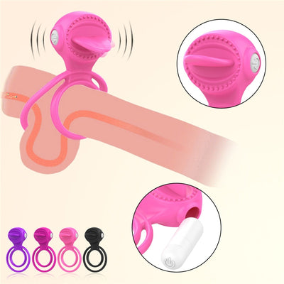 BDSM Bondage Cock Ring Vibrator Delay Ejaculation Double Longer Penis Ring Stimulator Beginner Dildo Sex Toys For Woman Couples
