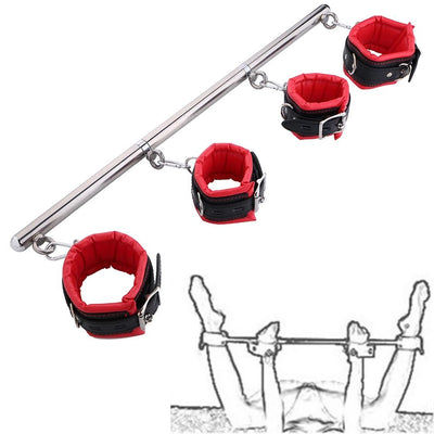 BDSM Bondage Game Set Stainless Steel Adjustable Spreader Bar Sex Slave Handcuffs Ankle Cuffs Fetish Restraints Toys Products