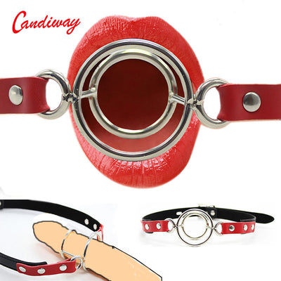 BDSM Breathable Due O-Ring Ball Gags Mouth Gag Fetish Ball for Women Men Leather Oral Fixation Flirting Cosplay Role Sex Toys