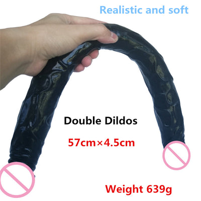 Big Realistic Double Dildo Flexible Soft Silicone Huge Dual dong anal dildo For Lesbian Fake dick Penis adult Sex toys for Women
