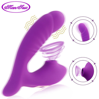 Clitoral Sucking G Spot Dildo Vibrator with 10 Powerful Modes Clit Sucker Rechargeable Clitoris Stimulator Sex Toys for Women