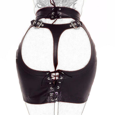 DOMI Black PU Erotic Fetish Dress Mini Adult Game Porn Skirt Sex bdsm bondage Women Sex Toy