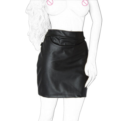 DOMI Black PU Erotic Fetish Dress Mini Adult Game Porn Skirt Sex bdsm bondage Women Sex Toy