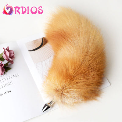 Detachable Anal Plug Real Fox Tail Smooth Touch Metal Butt Plug Tail Erotic BDSM Sex Toys for Woman Couples Adult Games Sex Shop