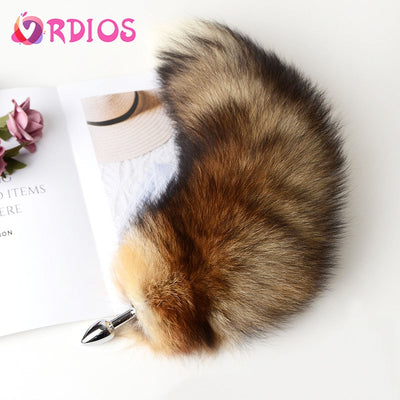 Detachable Anal Plug Real Fox Tail Smooth Touch Metal Butt Plug Tail Erotic BDSM Sex Toys for Woman Couples Adult Games Sex Shop