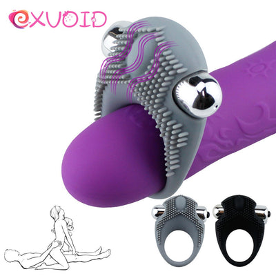 EXVOID Bullet Vibrator Penis Vibrating Ring Delay Ejaculation Adult Sex Toys for Men Male Clitoris Massager Cock Silicone Rings