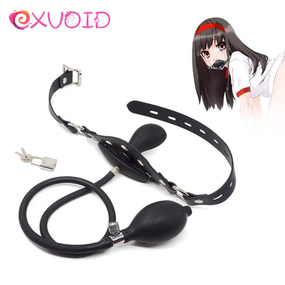 EXVOID Oral Dildo Plug Open Mouth Gag Inflatable Penis Gag Slave Restraints Fetish BDSM Bondage Adult Sex Toys For Couples