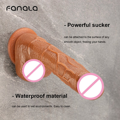 FanaLa Brown Suction Cup Dildo Silicone Non Vibration Women Dildo G-spot Anal Sex Toy Flexible Penis Lesbian Long Soft Butt Plug