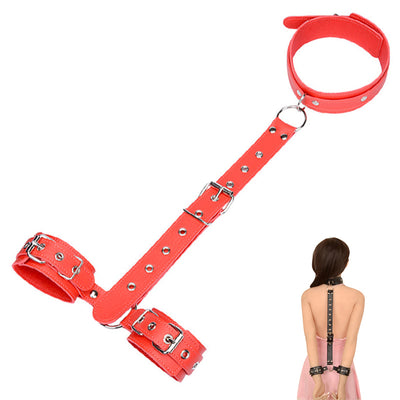 Female Leather Handcuff Neck Collar Wrist Strap Fetish Bondage Erotic Sex Toys Bdsm Restraint Sex Toy for Couple Adult Sexy Game