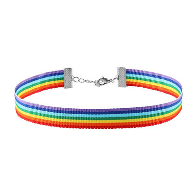 Gay and Pride Lace Chocker Ribbon Collar with Pendant Jewelry Men Women Gay Pride Rainbow Choker Necklace