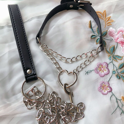 Gothic Heart-shaped Collar chain choker harajuku BDSM Collar,Sexy Leash ring steel chain slave Bondage Toys For lover role play