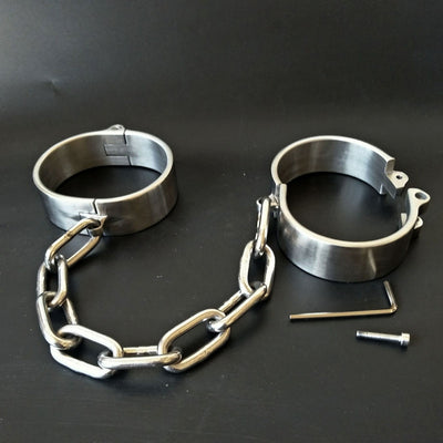 Heavy Stainless Steel Handcuffs Ankle Cuff Lockable Fetish Bondage Bdsm Hand Cuffs Restraints Adult Games Sex Toys for Women Men