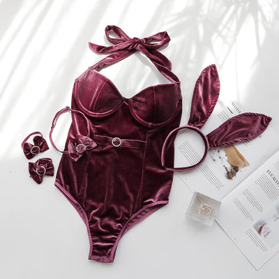 New Velvet Rabbit Girl Babydoll Role-playing Sexy Uniform Erotic Lingerie Sexy Bunny Costumes Cosplay Clubwear Party Wear Bunny