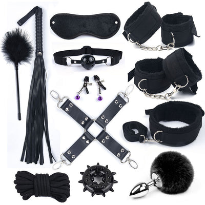 Sex Toys for Woman Bdsm Bondage Set Metal Butt Plug Tail Nylon Sex Handcuffs Adult Games