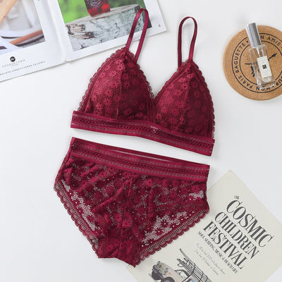 Sexy Bra Panties Set Women Seamless Bra Padded Bralette Lingerie Lace Briefs Fashion One-piece Underwear Female Intimates #F