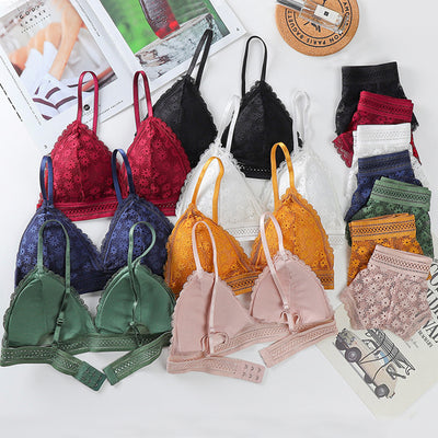 Sexy Bra Panties Set Women Seamless Bra Padded Bralette Lingerie Lace Briefs Fashion One-piece Underwear Female Intimates #F