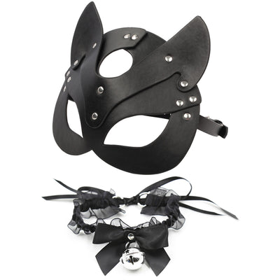 Sexy Leather Cat Mask For Women Bdsm Fetish Cat Head Black Eye Mask Halloween Carnival Party Mask Catwoman Cosplay Face Mask