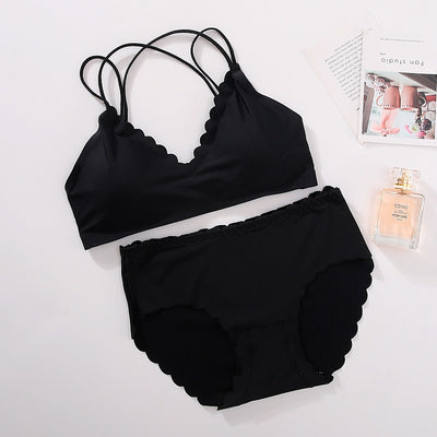 Sexy Women Bra Panties Set Glossy Seamless Bra Push Up Bralette Wireless Underwear Set Female Beach Japanese Lingerie Set