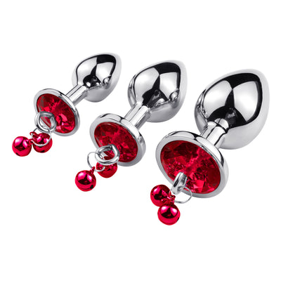 Small Size Anal Plug Stainless Steel Butt Plug With Bell Round Crystal Pendant Prostate Massager Sex Toys For Woman Men GS0296-S