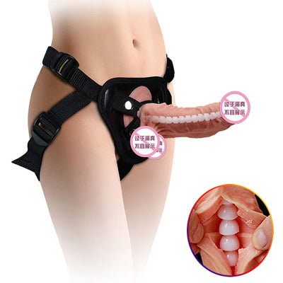 Strap on Realistic Dildo Pants Beads Big Dildo Vibrator for Woman Lesbian Sex Toys Female Leather Chastity Belt Sex Products