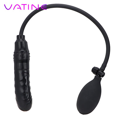 VATINE Inflatable Dildo Black Huge Dildo with Pump Anal Plug Butt Plug Large Fake Penis Female Masturbation Sex Toys for Women