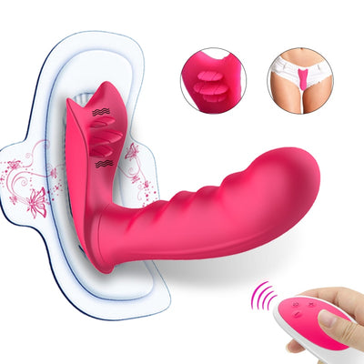 Wearable Dildo Vibrator Adult Sex Toys for Women G Spot Clitoris Stimulator Butterfly Wireless Remote Control Vibrator Panties