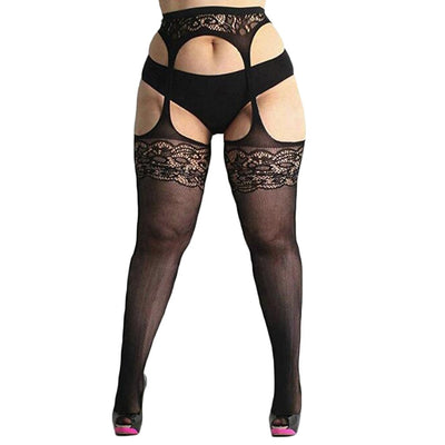 Womens Fishnet Stockings New Sexy Thigh High Stockings Plus Size Lace Suspender Pantyhose Lingerie Black Overknee Sexy Stocking