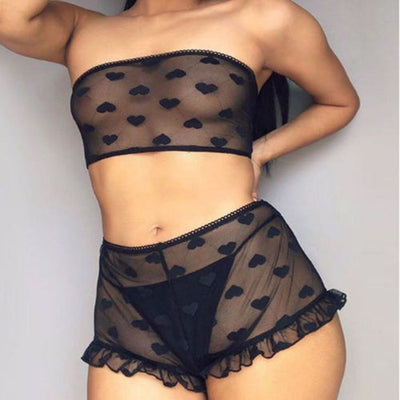 Womens Sexy Lingerie Heart Shape Print Lace Lingerie Sexy Hot Erotic Babydoll High Stretch G-string Sexy Underwear Babydoll S-XL